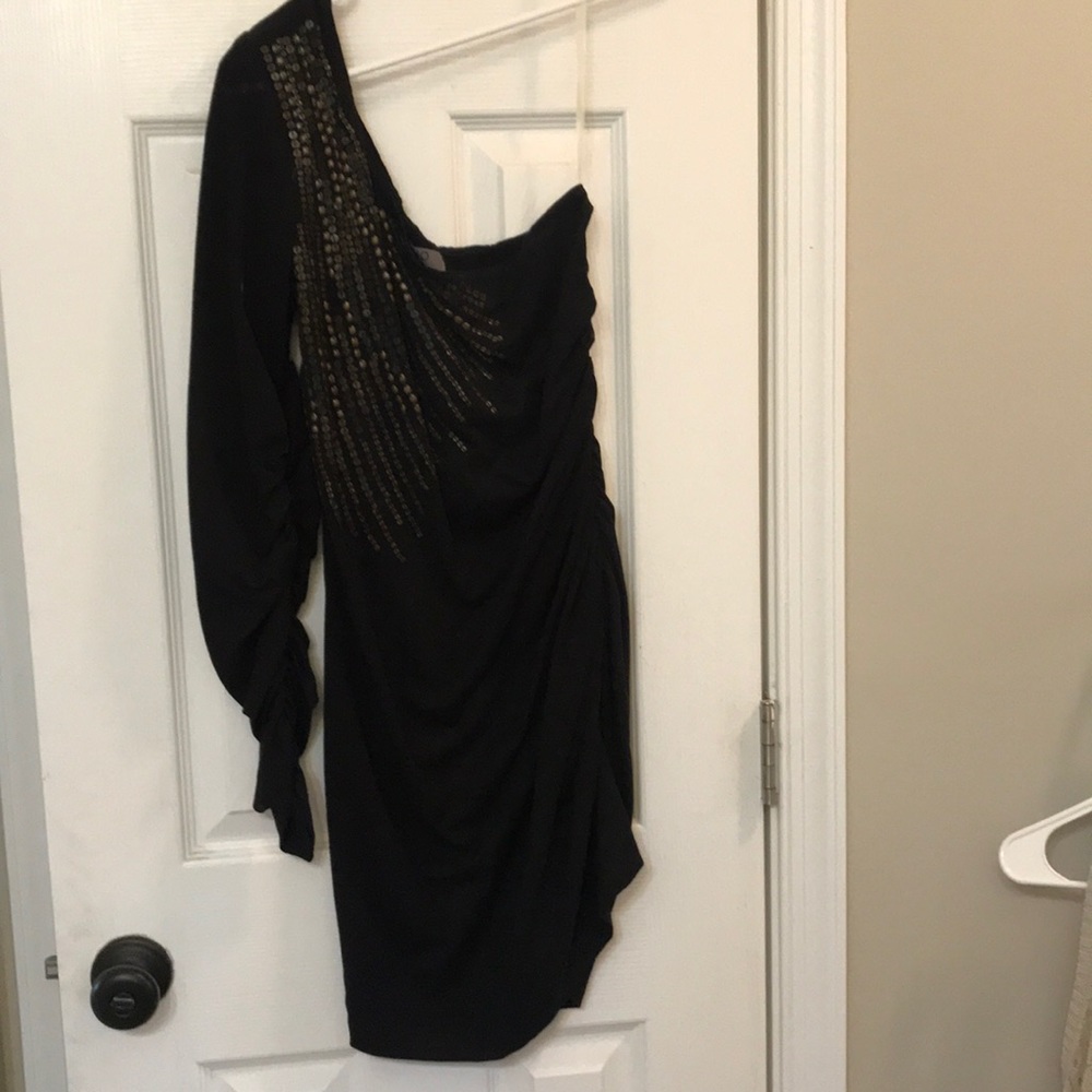 One shoulder black dress